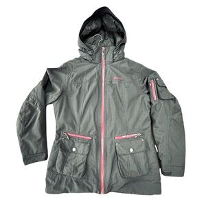 Marmot Winter Gray Hooded Jacket Ripstop Material Pockets Women’s Large L Gator